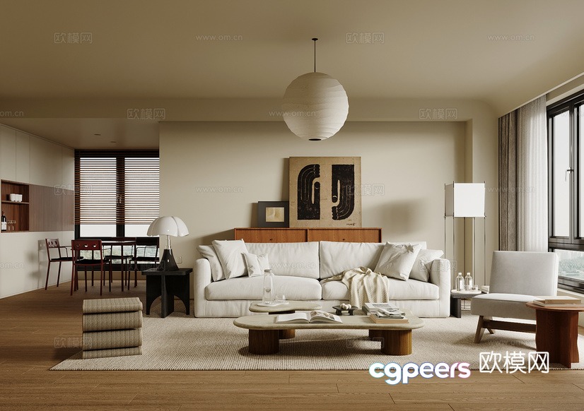 Modern Living Room 3D Model - 17080 - VRAY Render