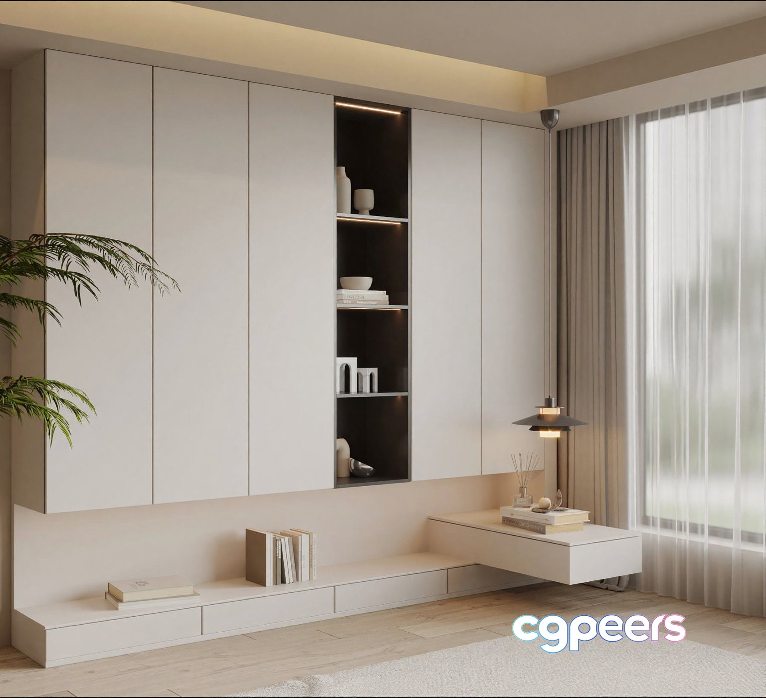 Modern Minimalist Living Room 3D Model - 7773 - VRAY Render