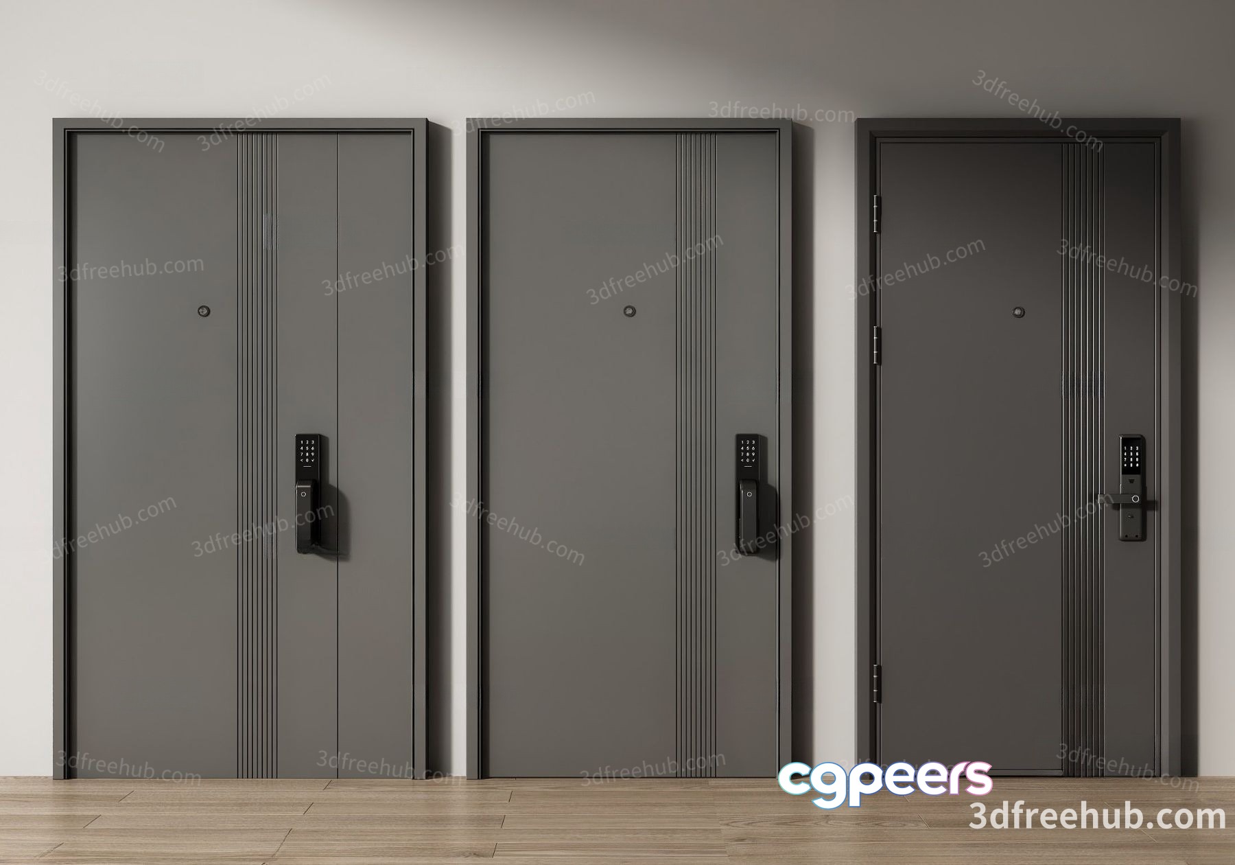 Gray Security Doors 3D Model - 18699 - VRAY Render Gray Security Doors 3D Model - 18699 - VRAY Render