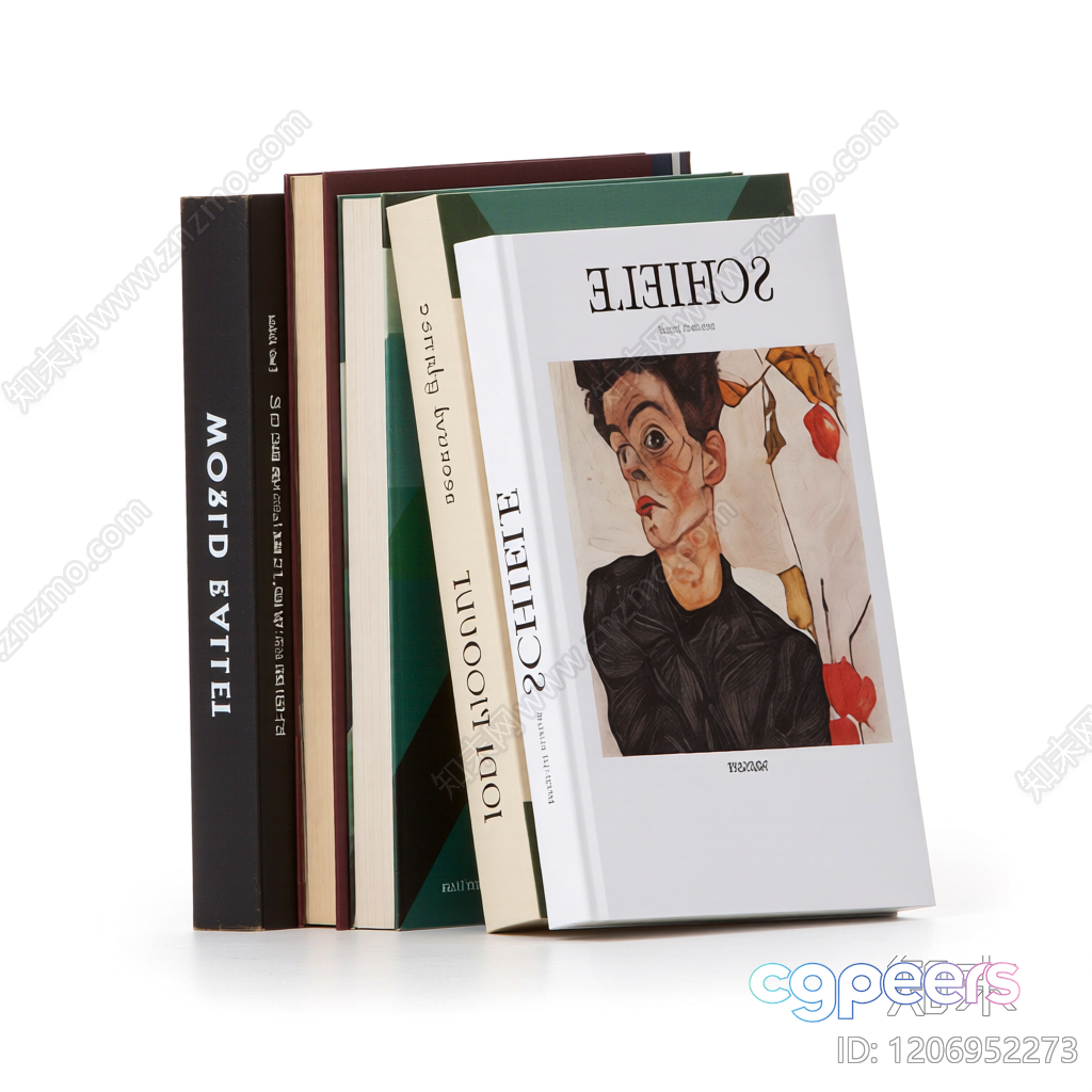 A Stack Of Books With A Cover Featuring A Person'S Face 3D Model - 9259 - VRAY Render A Stack Of Books With A Cover Featuring A Person'S Face 3D Model - 9259 - VRAY Render