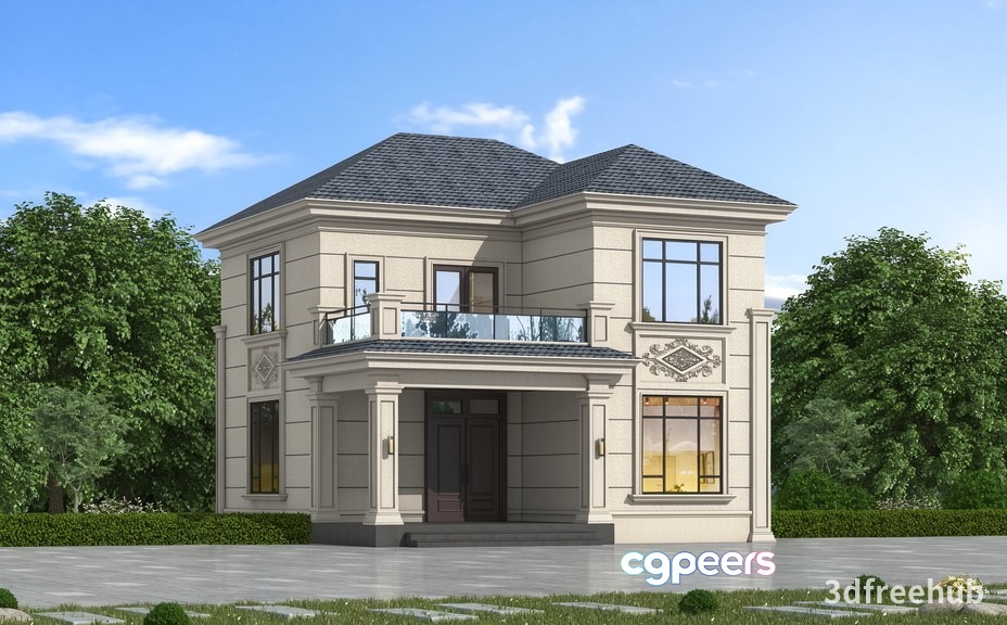 A 2-Story House 3D Model - 21209 - VRAY Render A 2-Story House 3D Model - 21209 - VRAY Render
