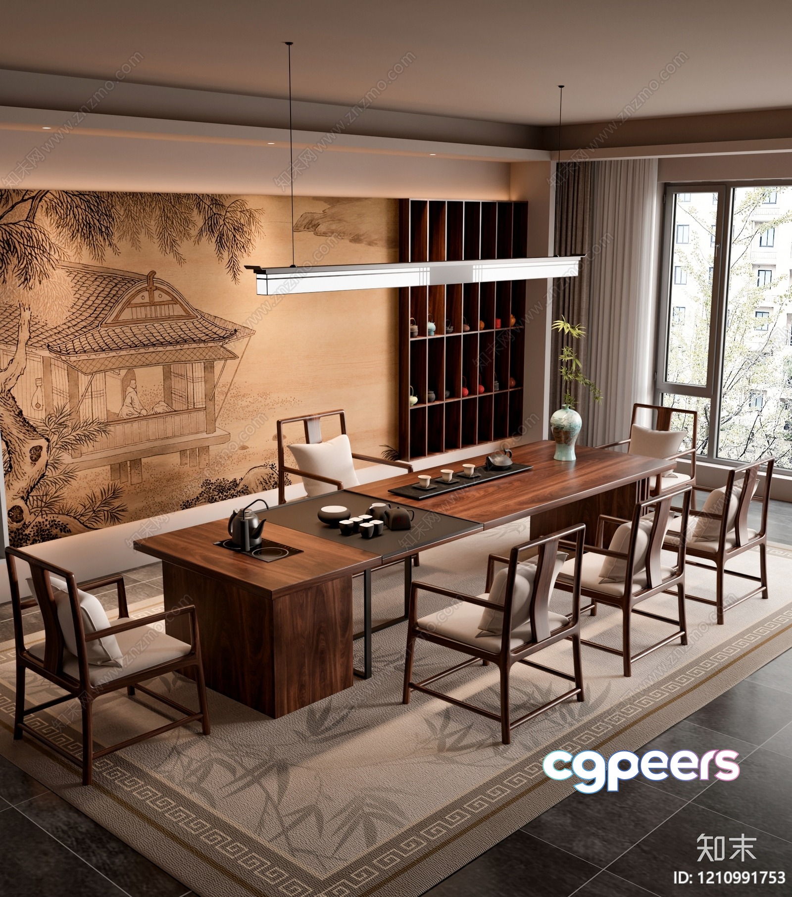 A Large Dining Room 3D Model - 7576 - VRAY Render