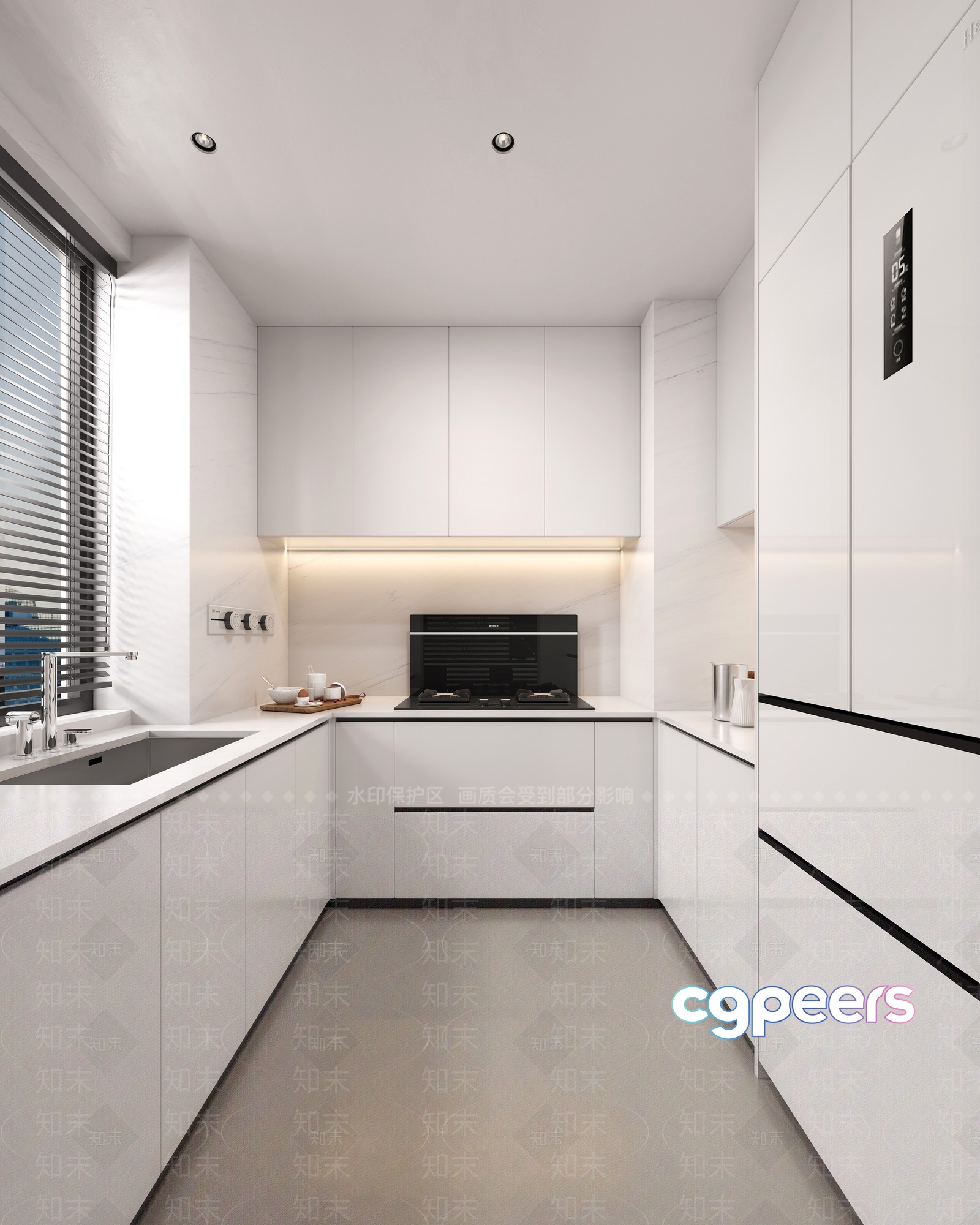 Modern White Kitchen 3D Model - 4950 - VRAY Render Modern White Kitchen 3D Model - 4950 - VRAY Render