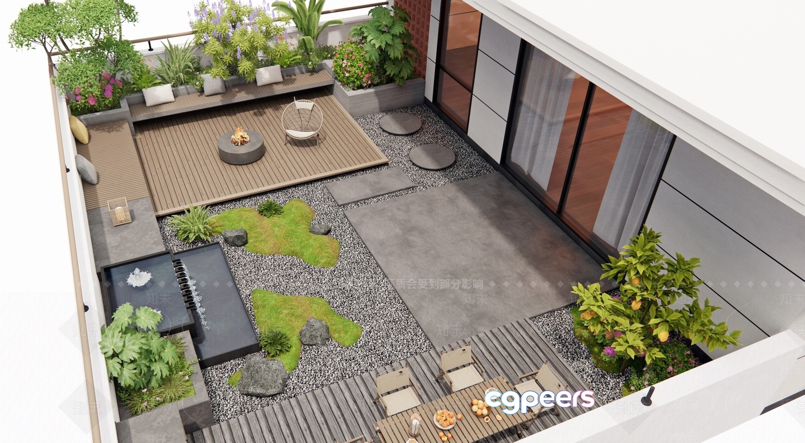 Modern Outdoor Patio 3D Model - 19071 - VRAY Render