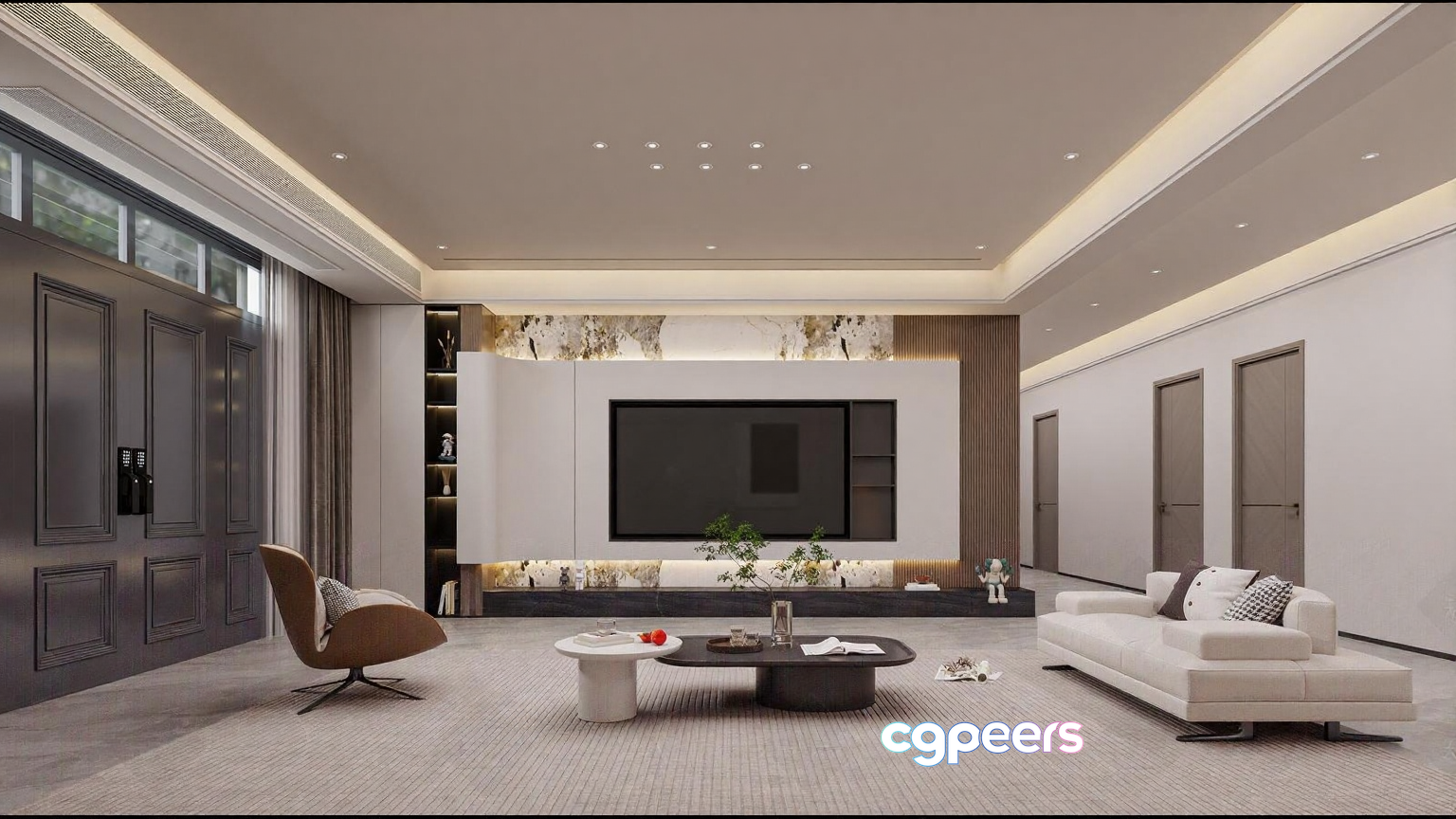 Modern Living Room 3D Model - 12446 - VRAY Render
