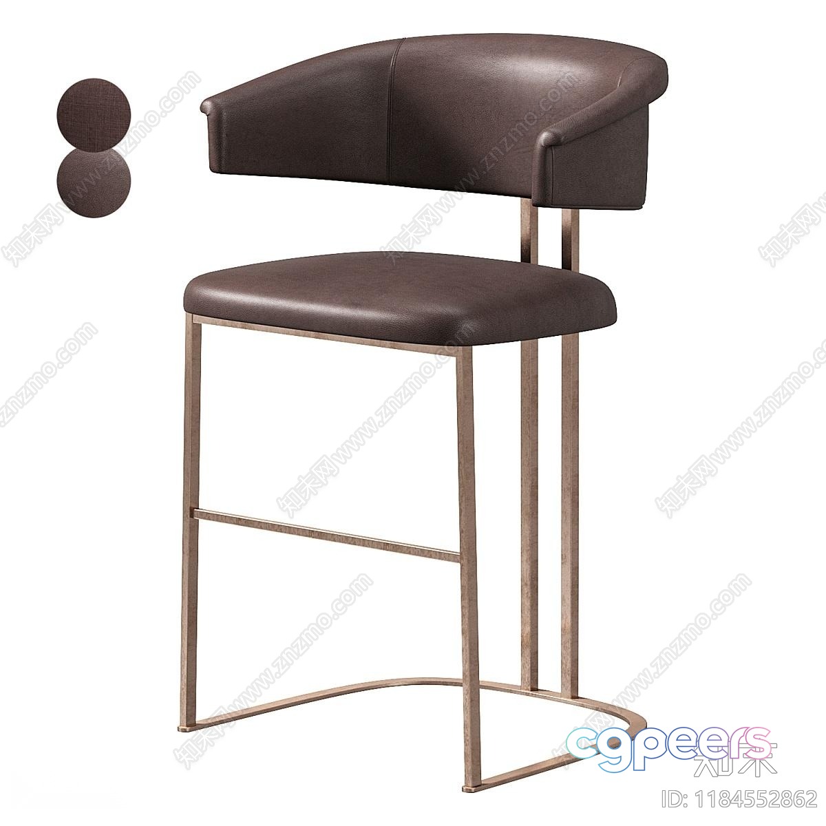 Modern Brown Leather Bar Stool 3D Model - 1960 - VRAY Render Modern Brown Leather Bar Stool 3D Model - 1960 - VRAY Render