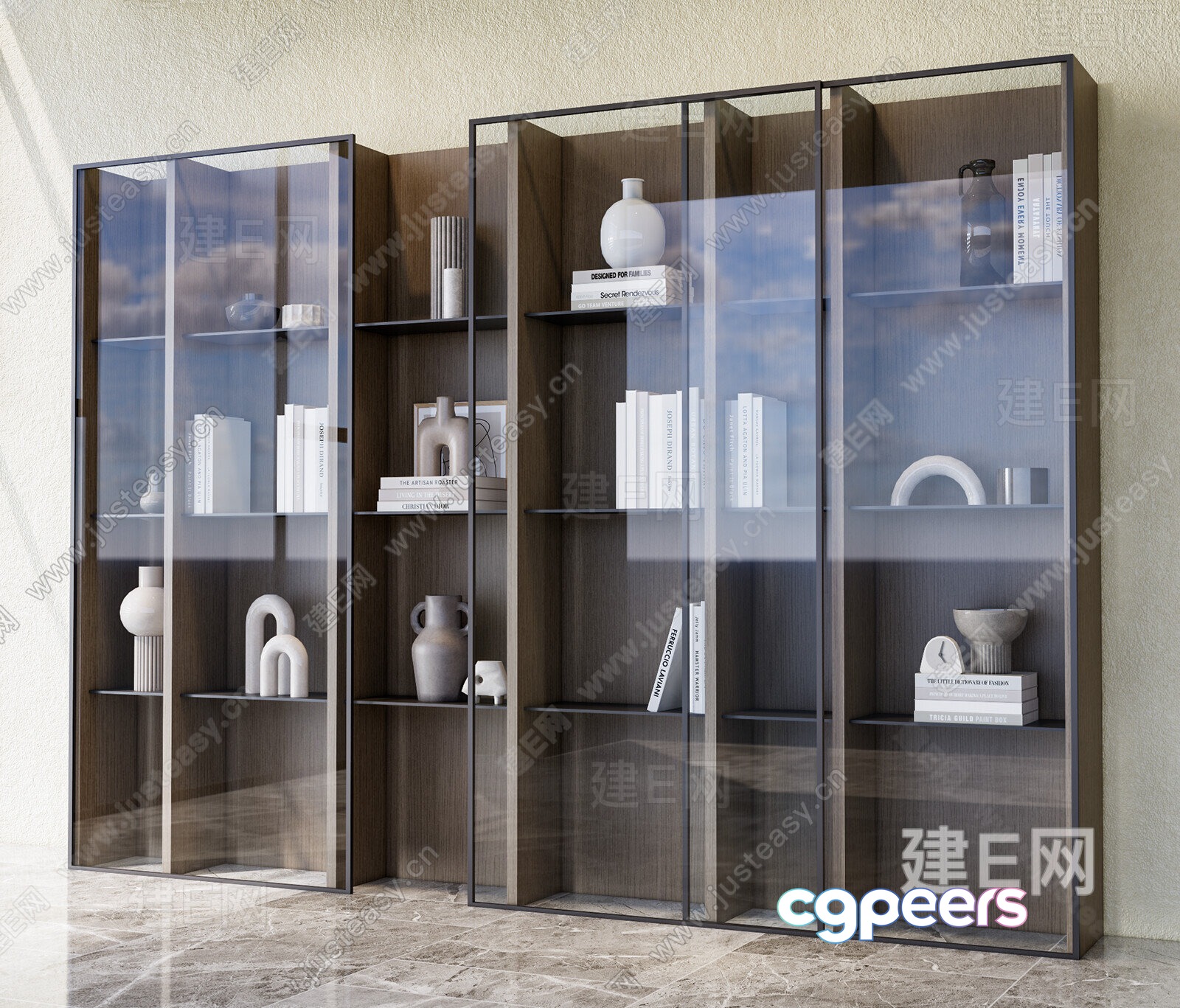 A Glass And Wood Cabinet 3D Model - 8108 - VRAY Render A Glass And Wood Cabinet 3D Model - 8108 - VRAY Render