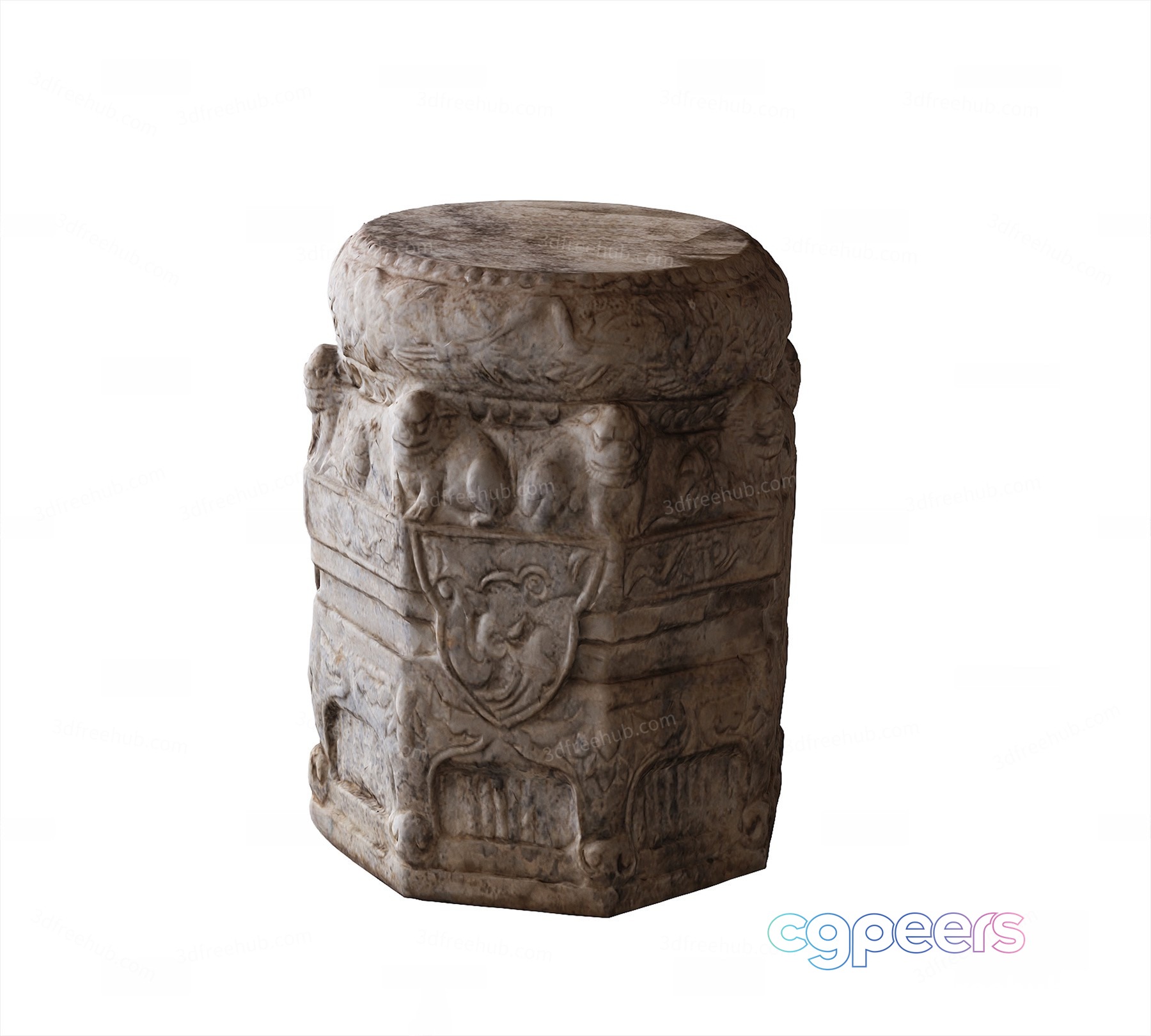 An Ancient Stone Object 3D Model - 20827 - VRAY Render An Ancient Stone Object 3D Model - 20827 - VRAY Render