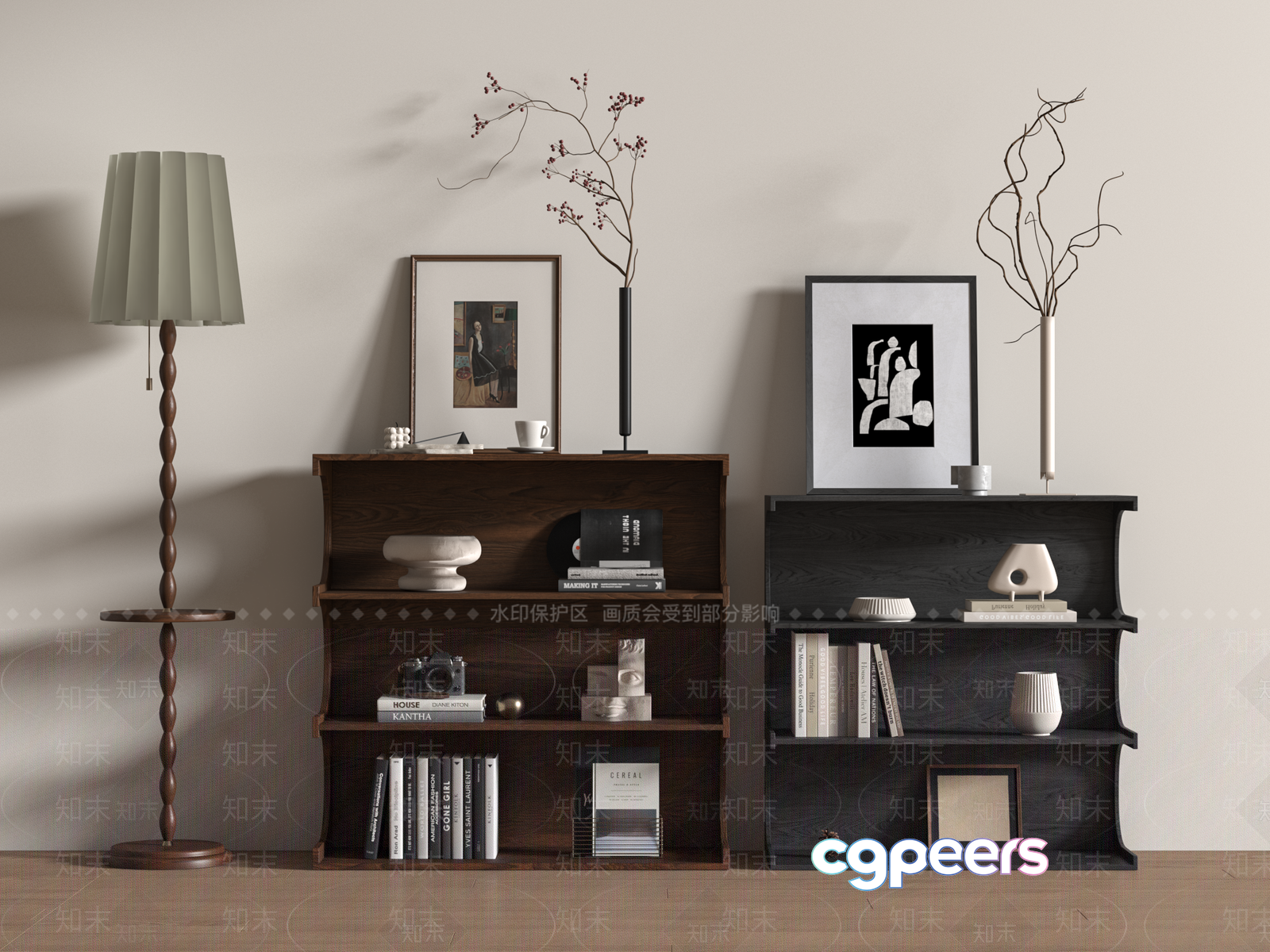 A Bookshelf 3D Model - 19557 - VRAY Render A Bookshelf 3D Model - 19557 - VRAY Render