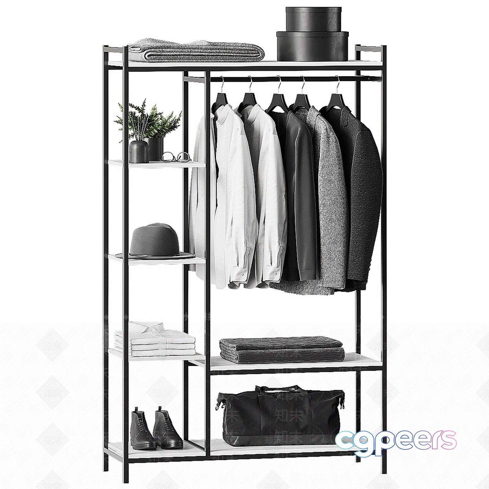 A Black Metal Closet Organizer 3D Model - 2753 - VRAY Render A Black Metal Closet Organizer 3D Model - 2753 - VRAY Render