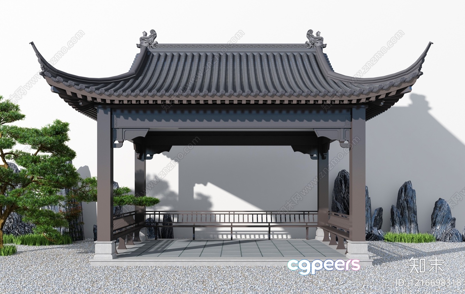 Asian Style Pavilion 3D Model - 16445 - VRAY Render
