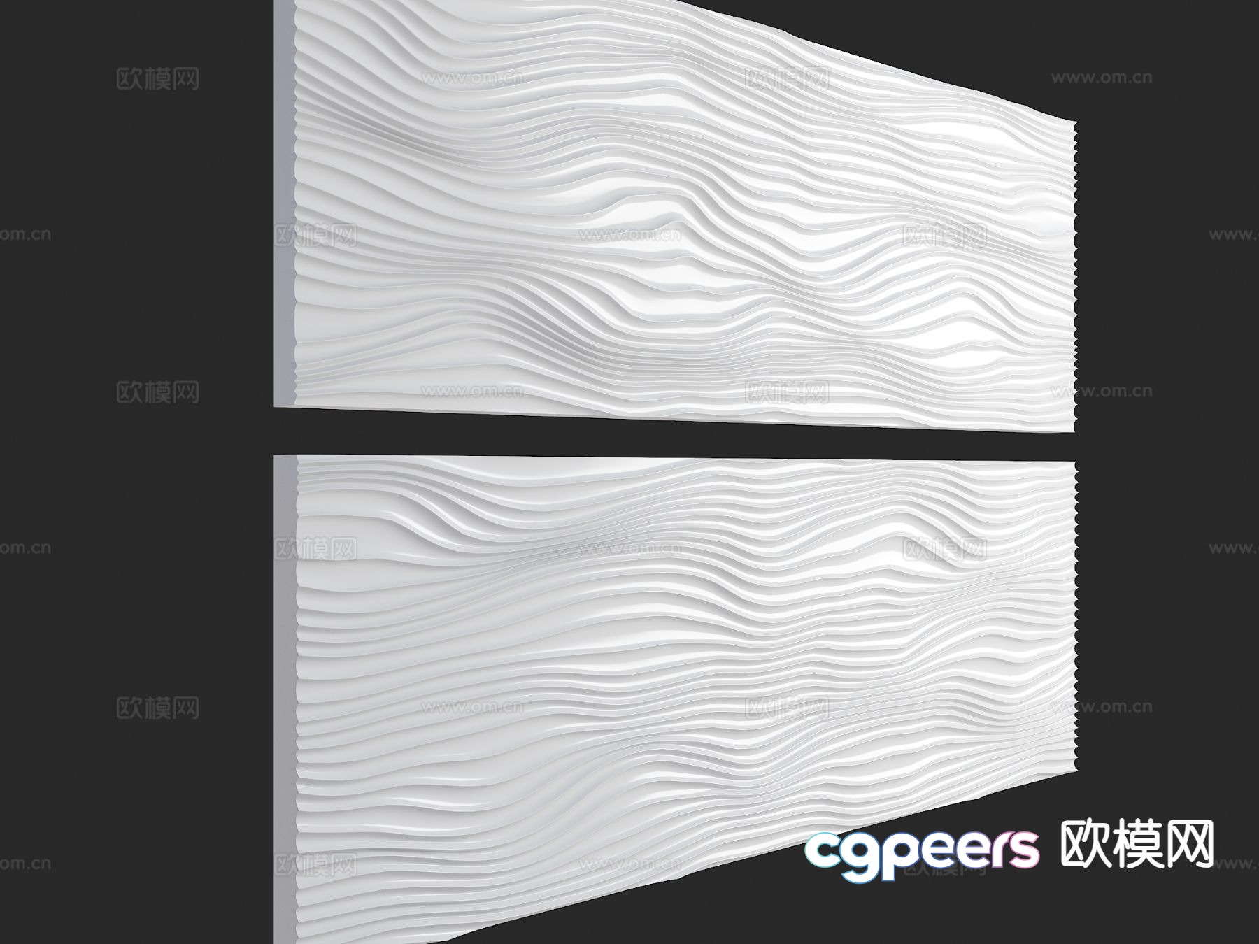 The Main Subject Is A White Wavy Pattern On A Wall 3D Model - 3503 - VRAY Render