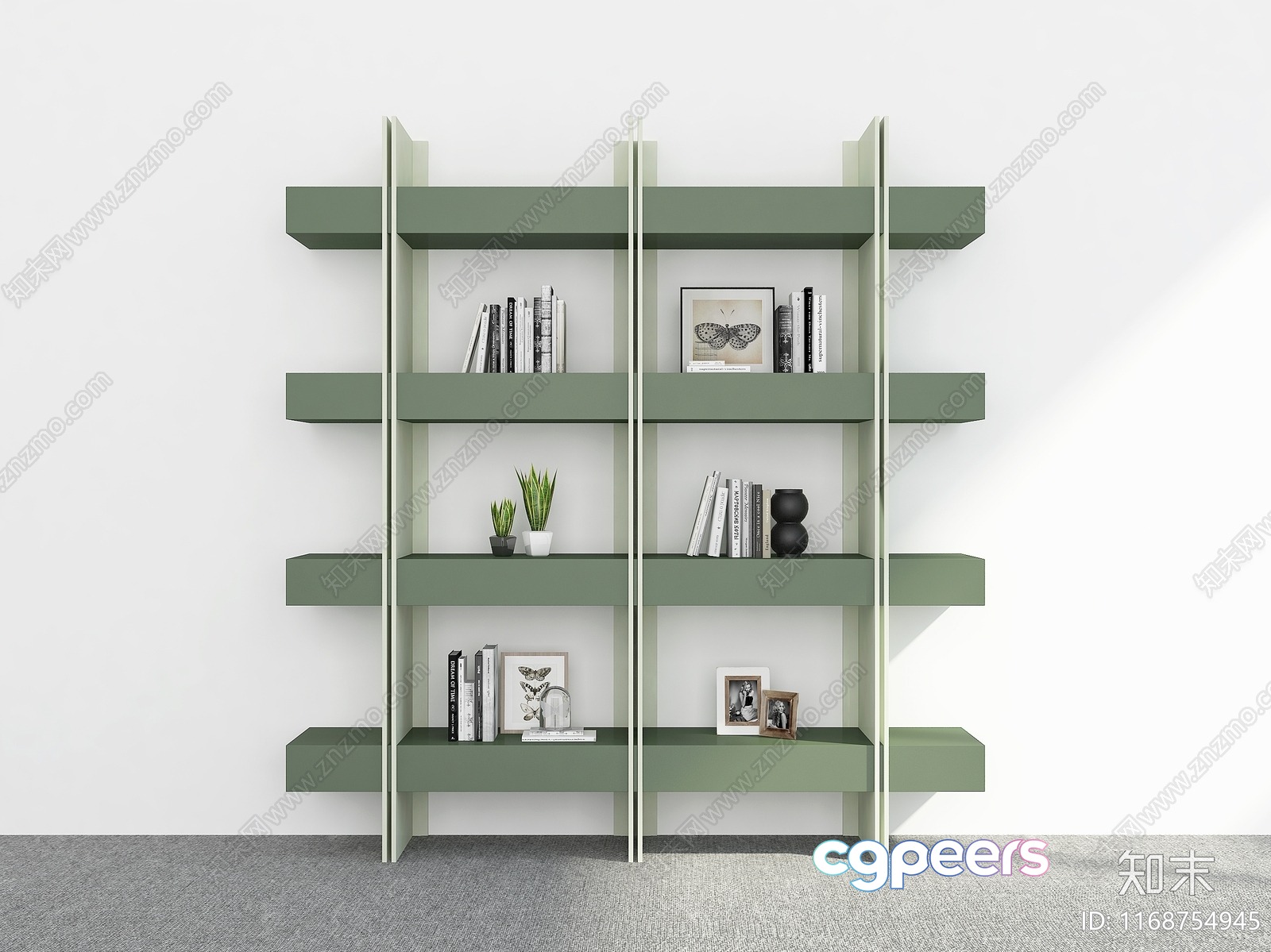 Green Shelving Unit 3D Model - 12980 - VRAY Render