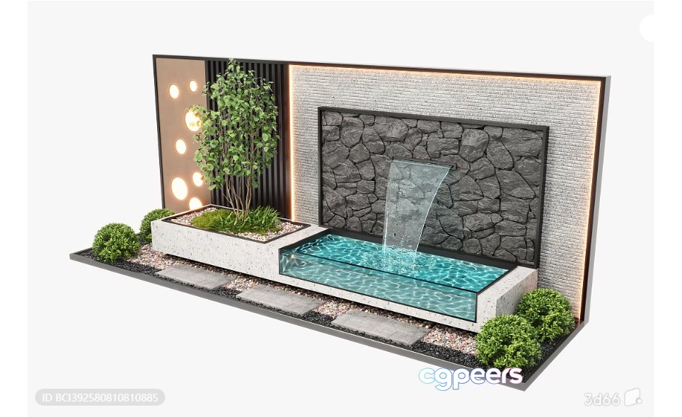 Modern Water Feature 3D Model - 10990 - VRAY Render Modern Water Feature 3D Model - 10990 - VRAY Render