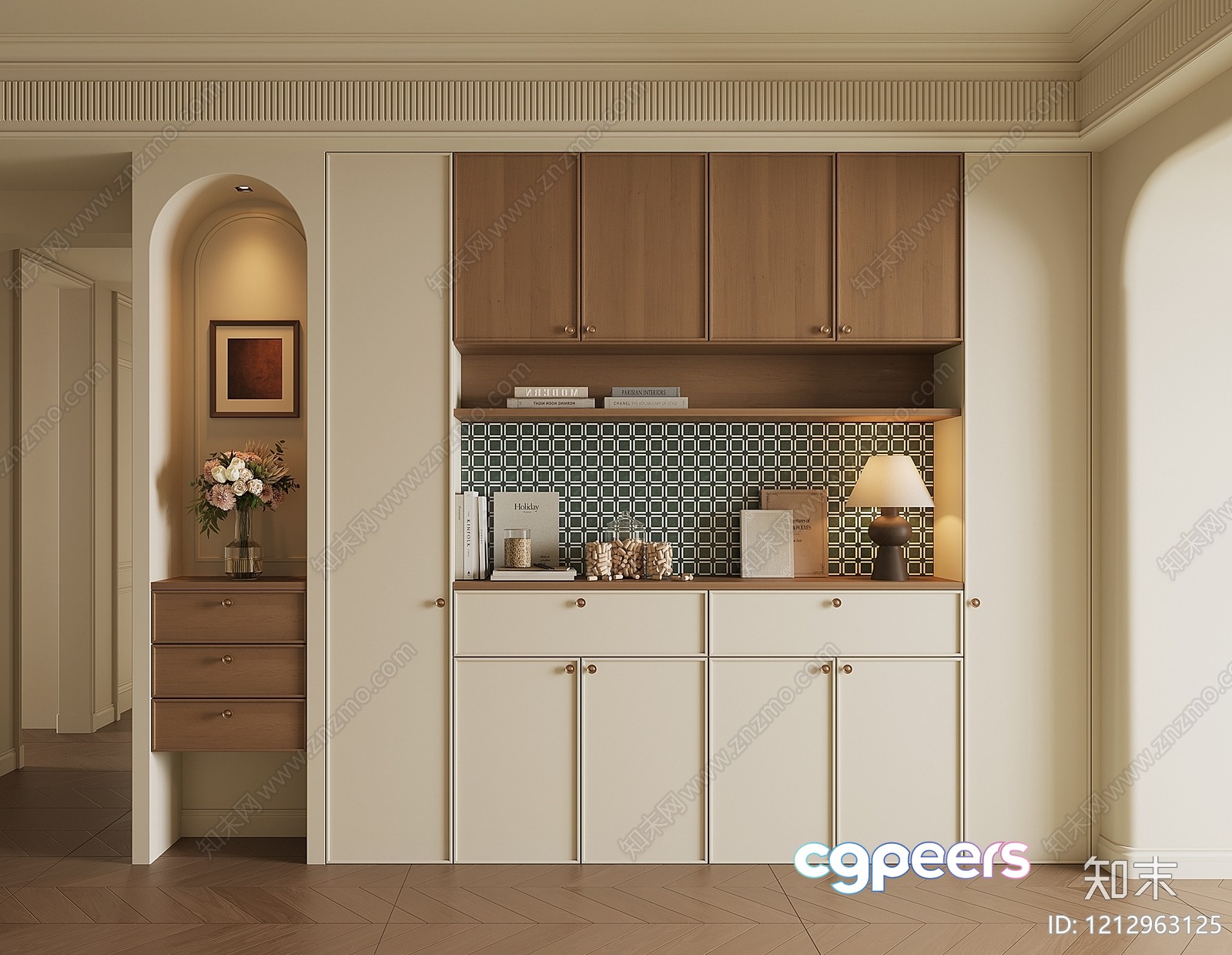 Modern White And Brown Cabinet 3D Model - 2846 - VRAY Render