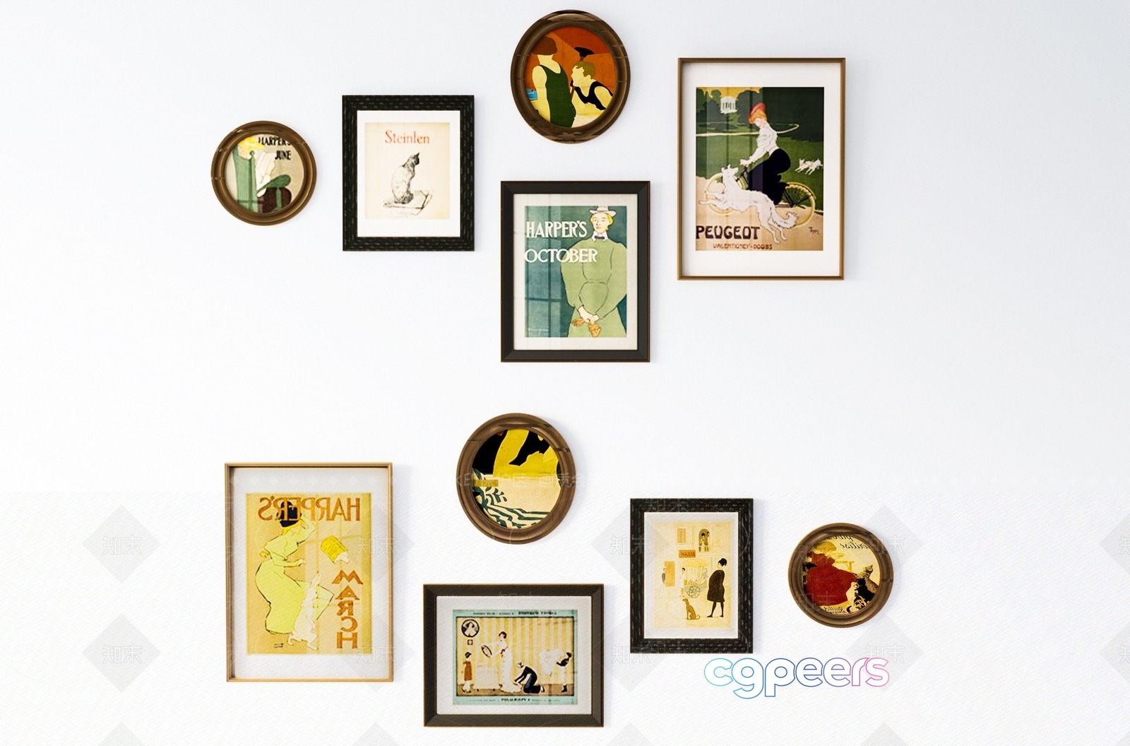 A Collection Of Framed Artwork 3D Model - 21117 - VRAY Render