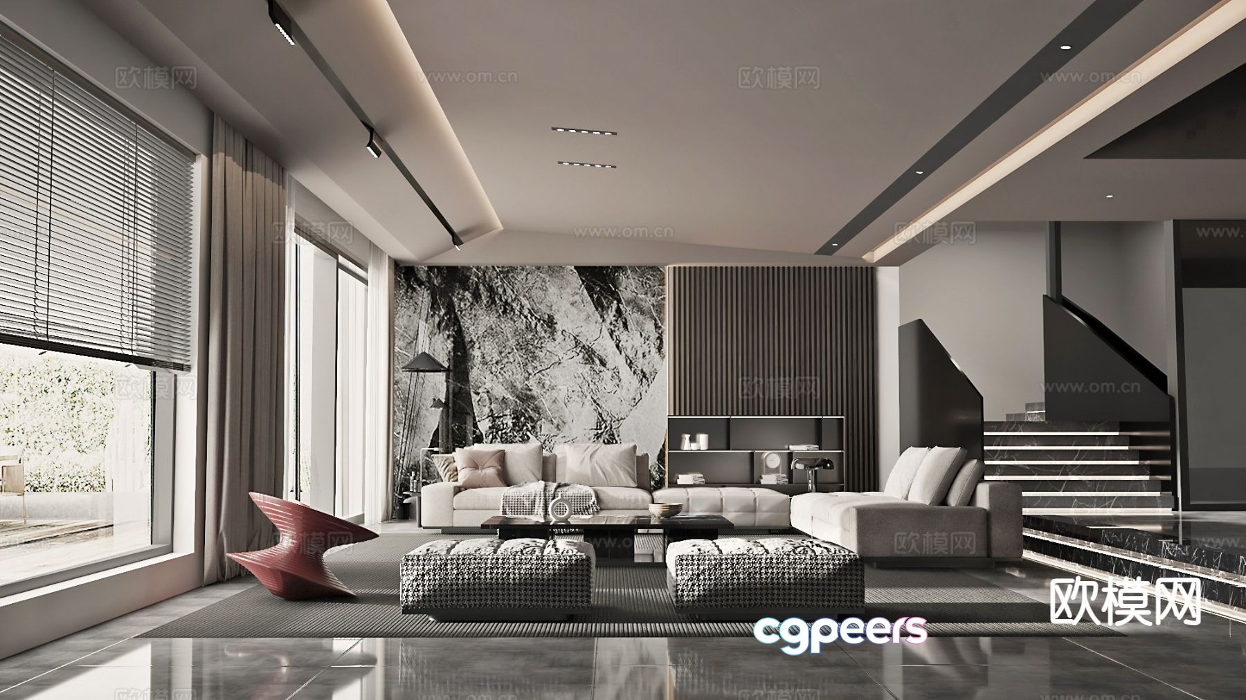Modern Living Room 3D Model - 399 - VRAY Render Modern Living Room 3D Model - 399 - VRAY Render