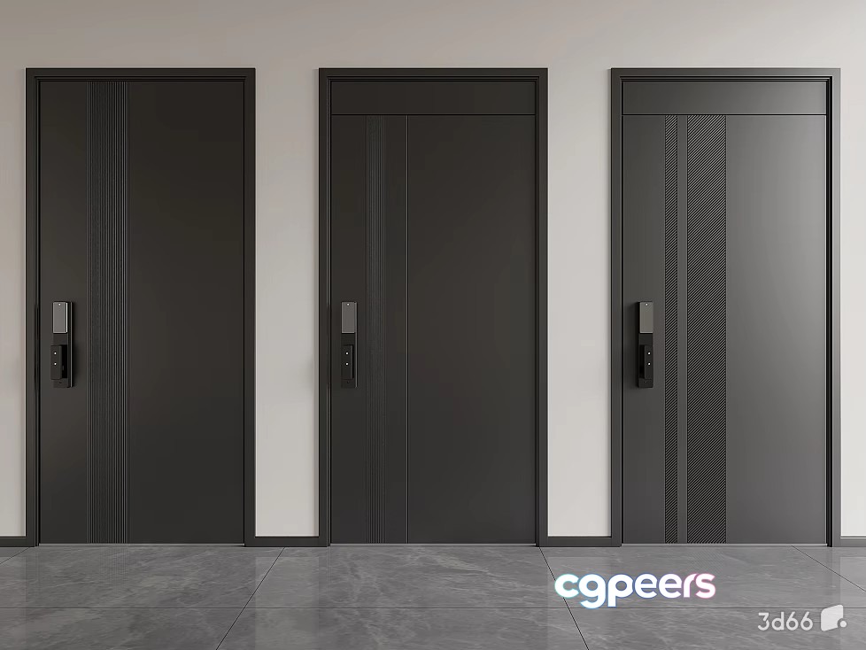 Three Black Doors 3D Model - 20325 - VRAY Render