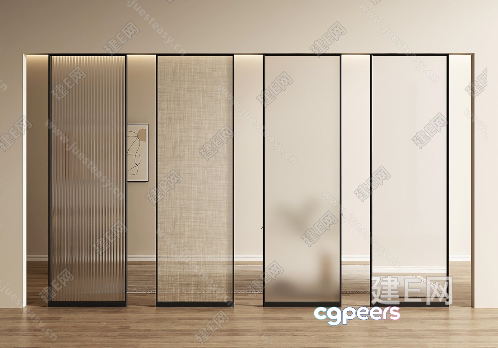 Modern Sliding Doors 3D Model - 1914 - VRAY Render