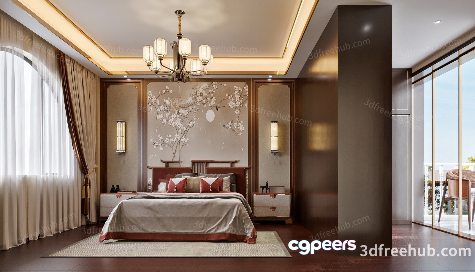 Modern Bedroom With A Large Bed 3D Model - 21937 - VRAY Render Modern Bedroom With A Large Bed 3D Model - 21937 - VRAY Render