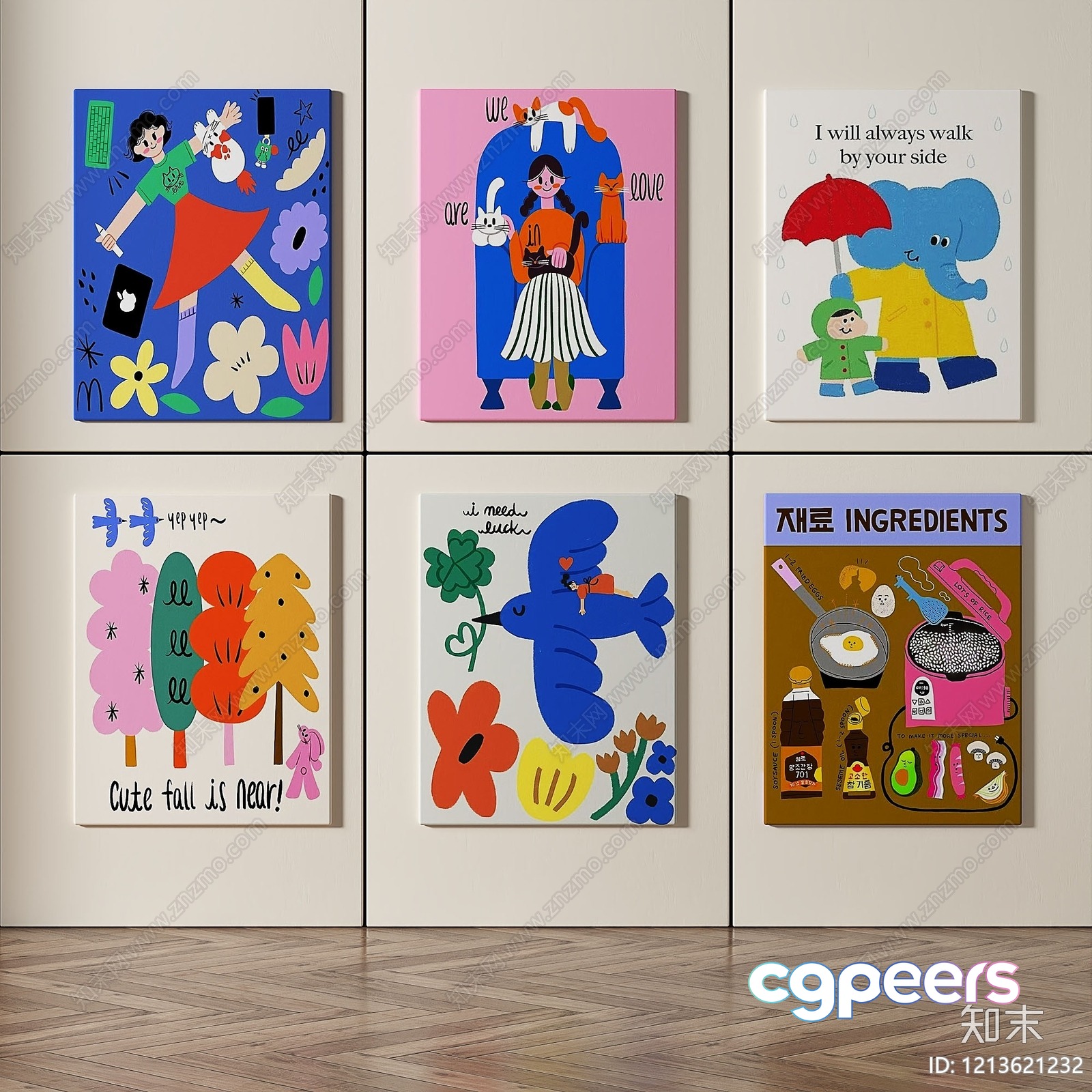 A Collection Of Colorful Whimsical Posters 3D Model - 13744 - VRAY Render