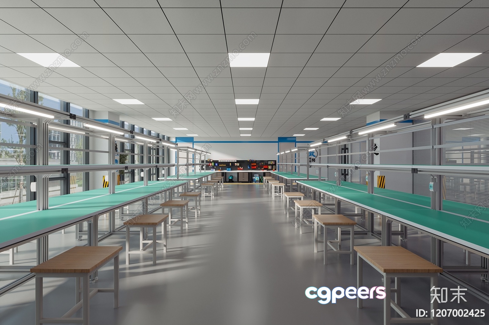 A Large Room With Rows Of Tables 3D Model - 16129 - CORONA Render A Large Room With Rows Of Tables 3D Model - 16129 - CORONA Render