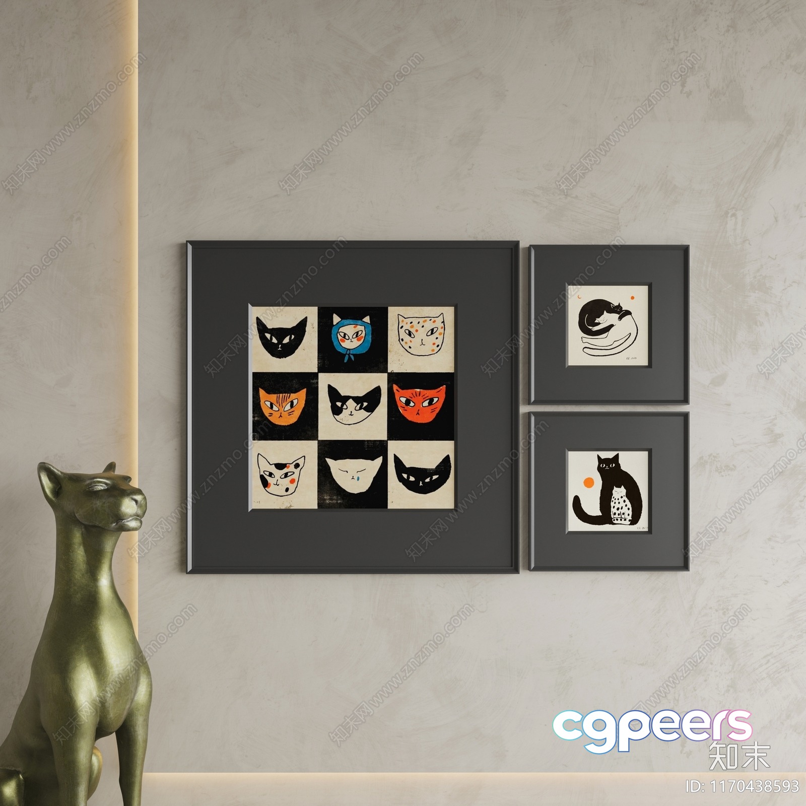 Cozy Cat-Themed Living Room 3D Model - 7973 - CORONA Render