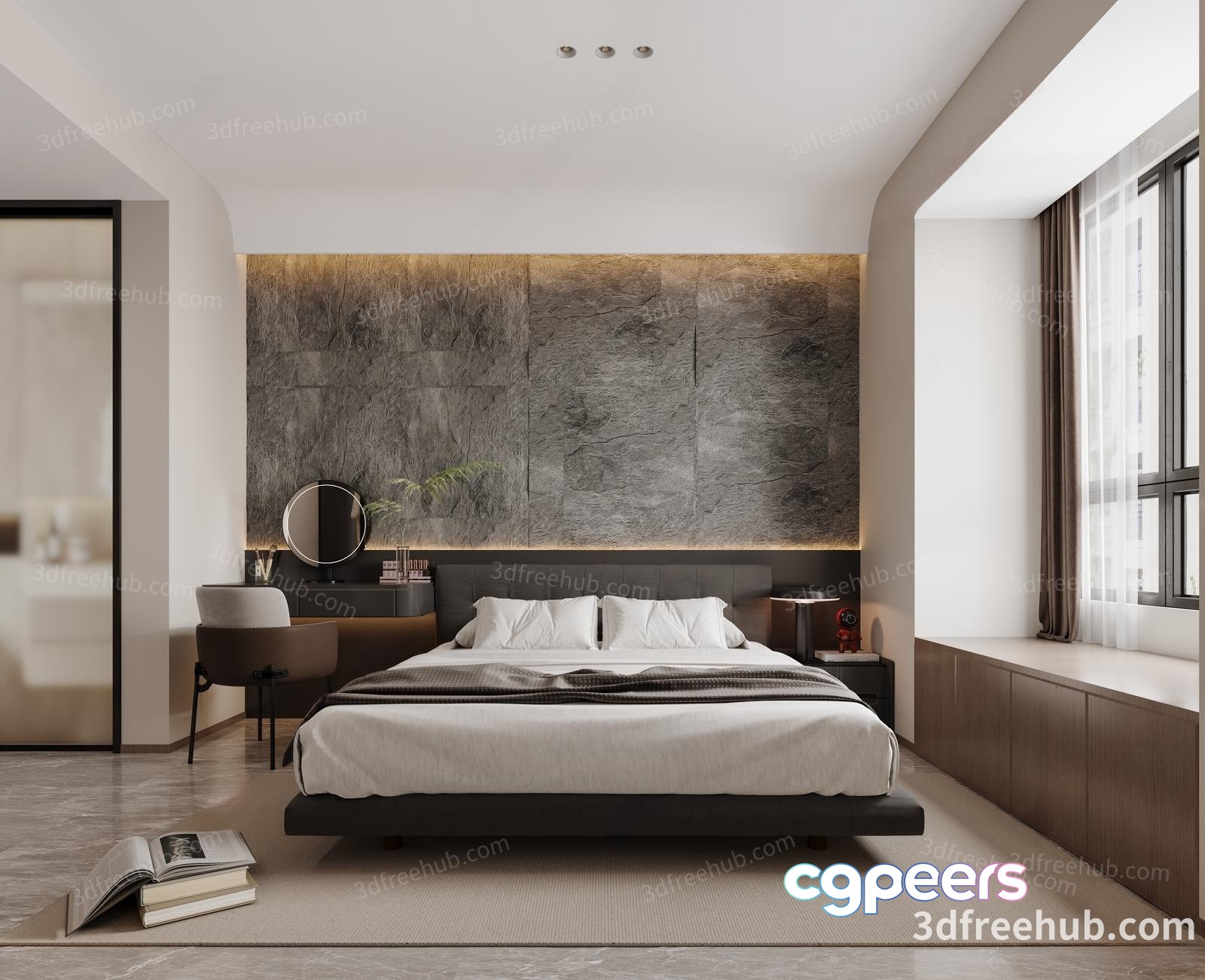 Modern Minimalist Bedroom 3D Model - 20255 - VRAY Render