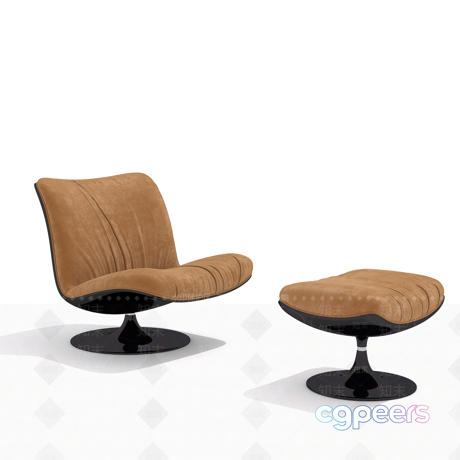 A Tan Chair With A Matching Ottoman 3D Model - 8637 - VRAY Render