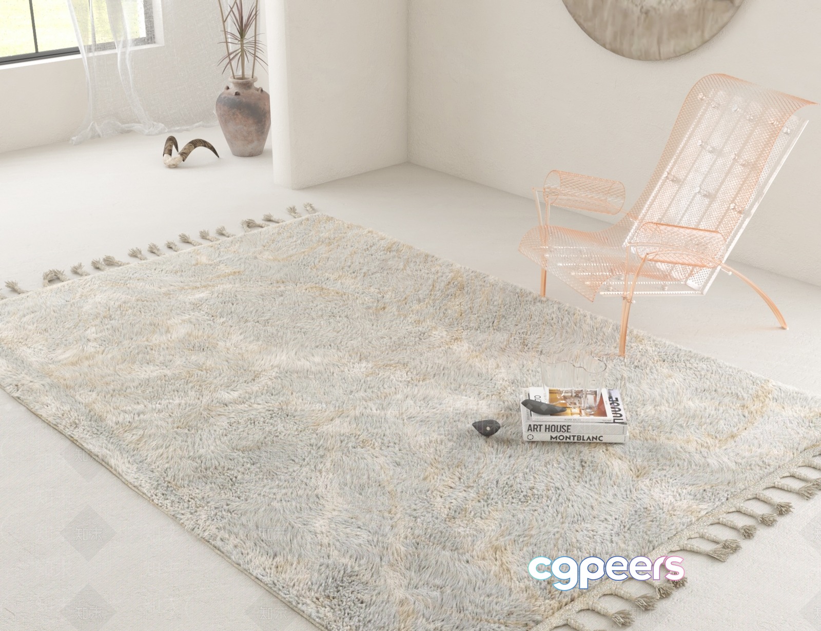Modern White Rug 3D Model - 4353 - VRAY Render