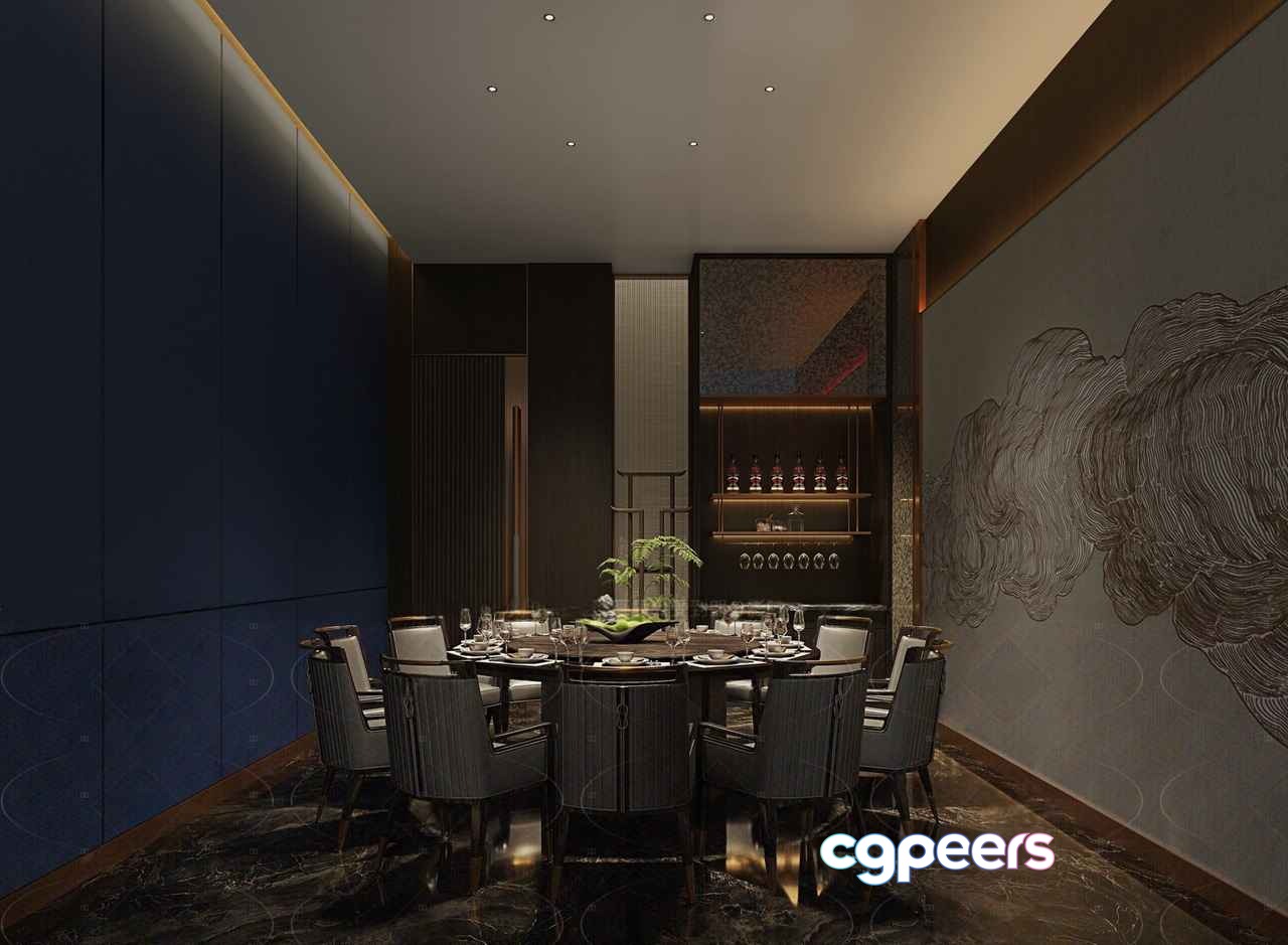 Modern Dining Room 3D Model - 14750 - VRAY Render