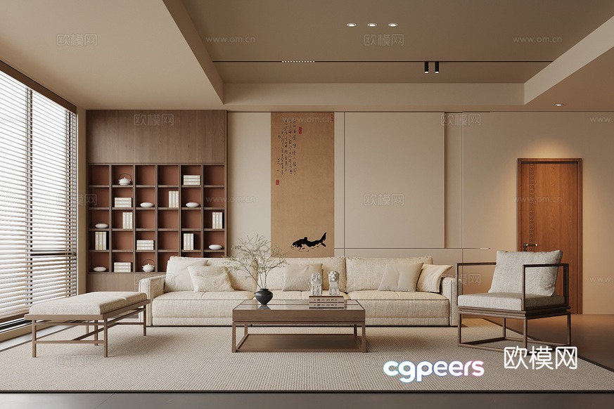 Modern Living Room 3D Model - 14344 - VRAY Render