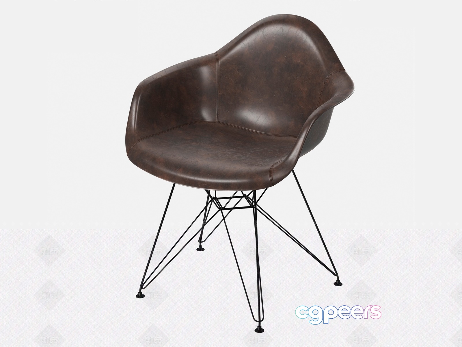 Modern Brown Leather Chair 3D Model - 18652 - VRAY Render