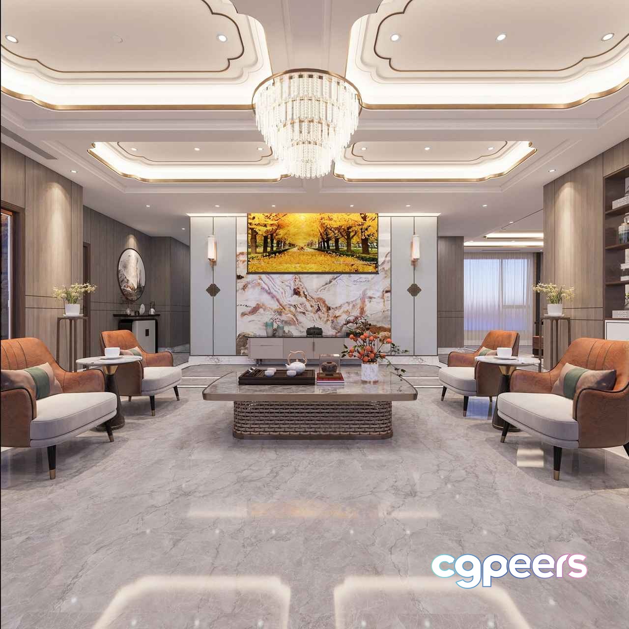Modern Living Room 3D Model - 15571 - CORONA Render