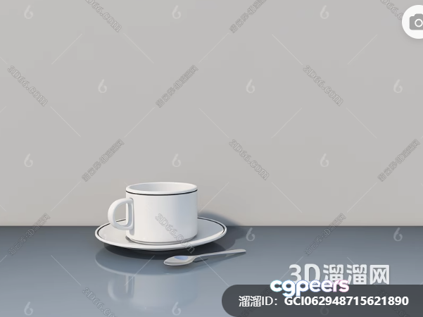 White Ceramic Cup And Saucer 3D Model - 15325 - VRAY Render