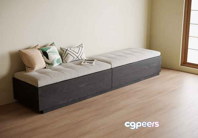 A Minimalist Daybed 3D Model - 20673 - VRAY Render