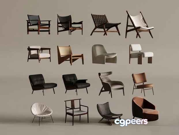 Modern Chair Collection 3D Model - 7432 - VRAY Render Modern Chair Collection 3D Model - 7432 - VRAY Render