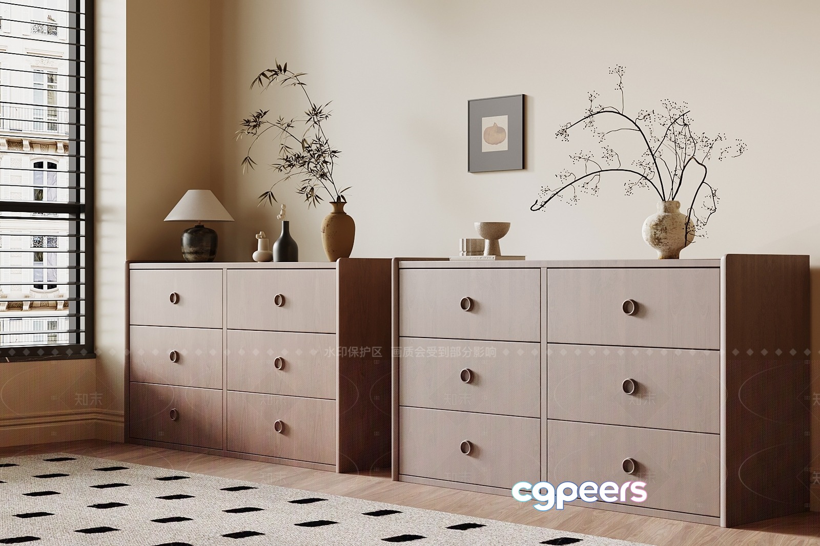 Modern Dresser Set 3D Model - 5495 - VRAY Render