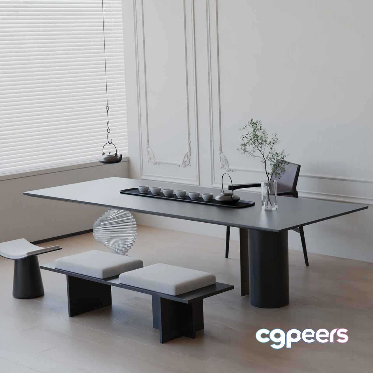 Modern Minimalist Dining Room 3D Model - 2184 - VRAY Render Modern Minimalist Dining Room 3D Model - 2184 - VRAY Render
