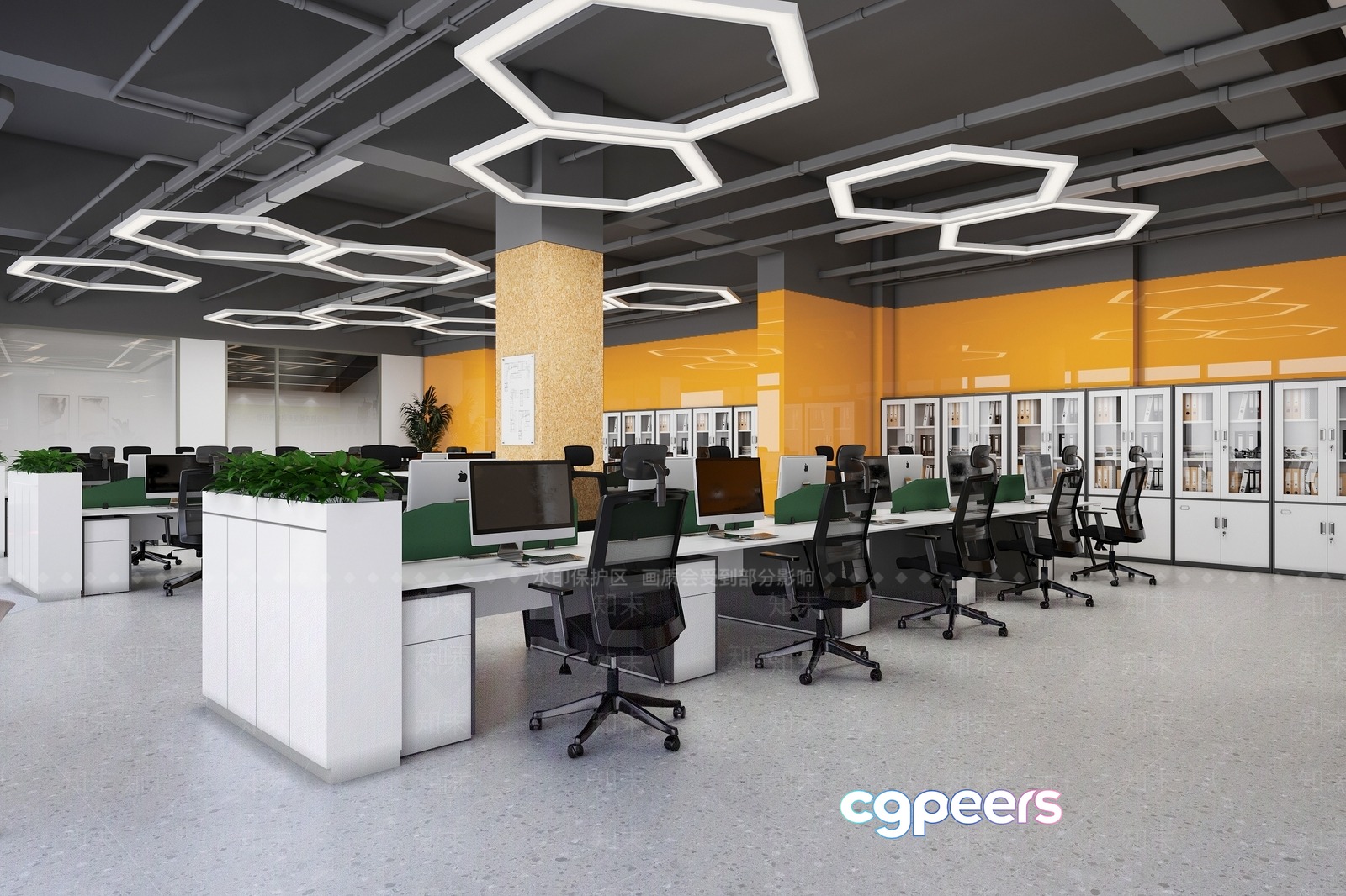 Modern Office Space 3D Model - 15750 - VRAY Render