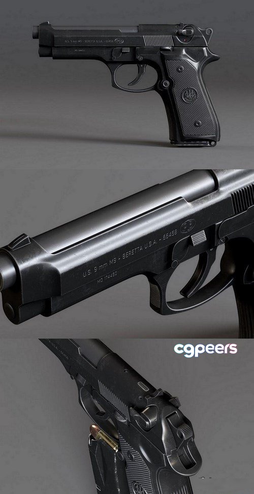 3D Game Assets - Beretta M9 - 3D Model 3D Game Assets - Beretta M9 - 3D Model