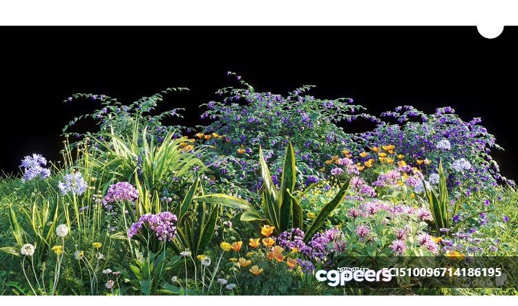 Garden With Flowers 3D Model - 796 - VRAY Render