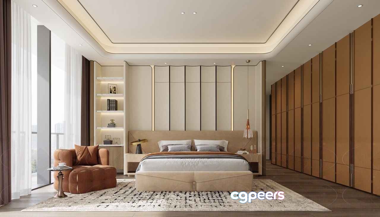 Modern Bedroom 3D Model - 18284 - VRAY Render Modern Bedroom 3D Model - 18284 - VRAY Render