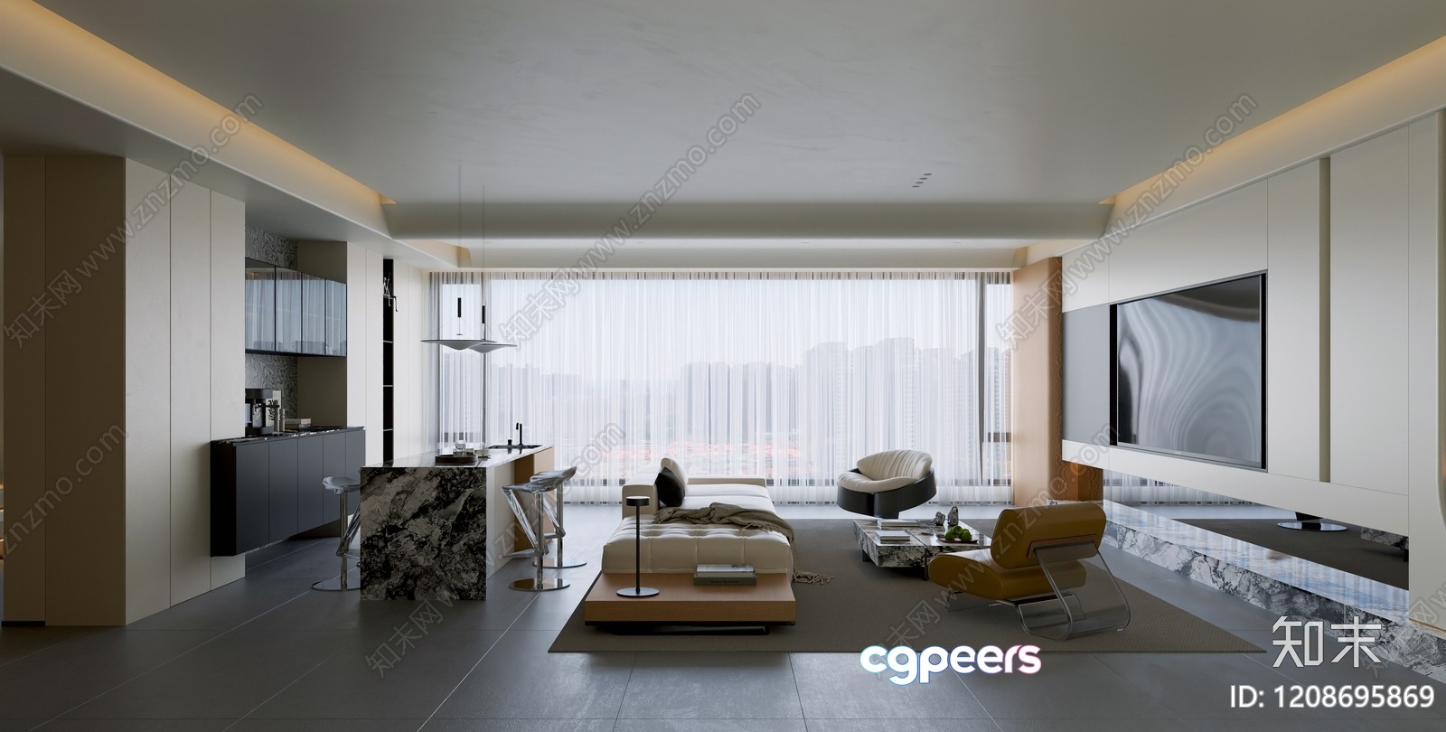 Modern Living Room 3D Model - 217 - VRAY Render Modern Living Room 3D Model - 217 - VRAY Render