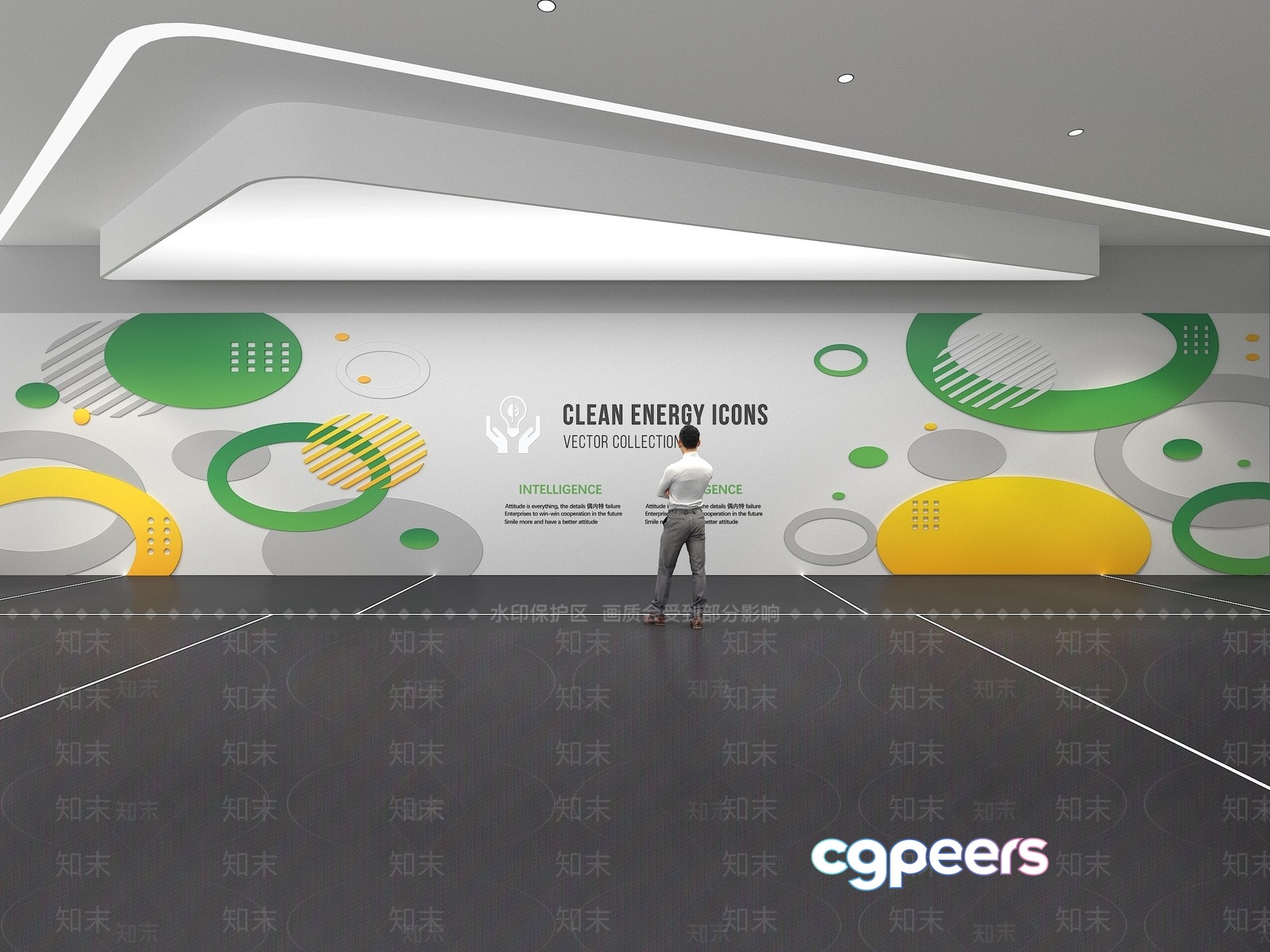A Man Standing In Front Of A Wall With A Graphic On It 3D Model - 11209 - VRAY Render A Man Standing In Front Of A Wall With A Graphic On It 3D Model - 11209 - VRAY Render