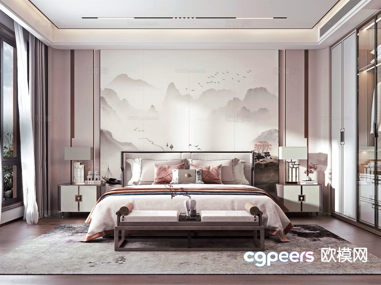 Cozy Modern Bedroom 3D Model - 12387 - VRAY Render