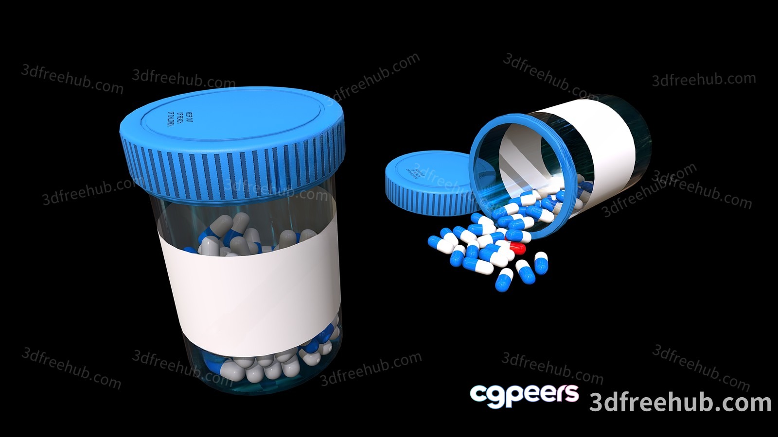 Blue And White Pill Bottle 3D Model - 22269 - VRAY Render Blue And White Pill Bottle 3D Model - 22269 - VRAY Render