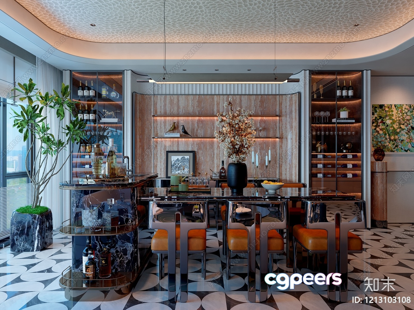 Modern Dining Room 3D Model - 7003 - VRAY Render