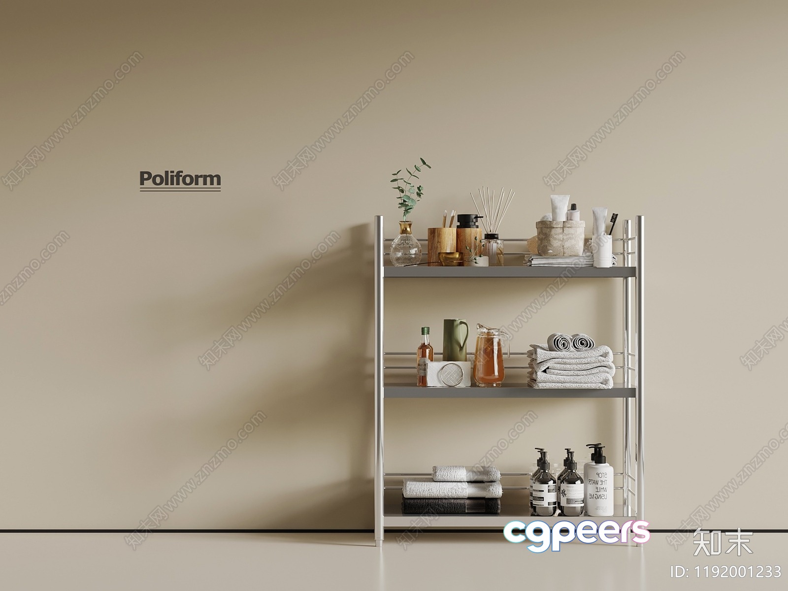 Modern Bathroom Shelf 3D Model - 14106 - VRAY Render
