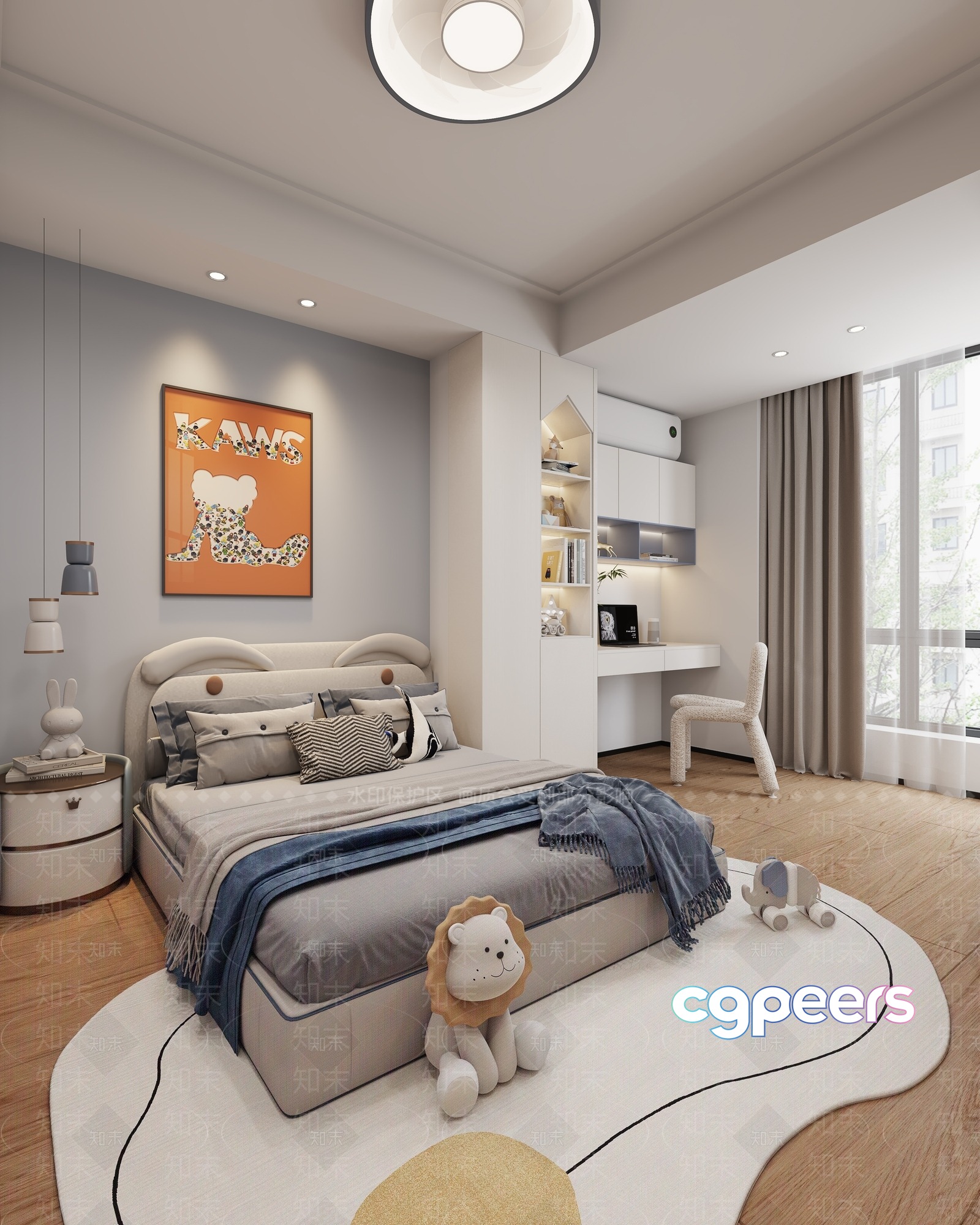 Modern Kids Bedroom 3D Model - 1654 - VRAY Render Modern Kids Bedroom 3D Model - 1654 - VRAY Render